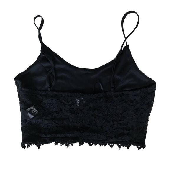 Paper Crane Black Lace Crop Top Front Gold Buttons Size Small - Picture 6 of 6